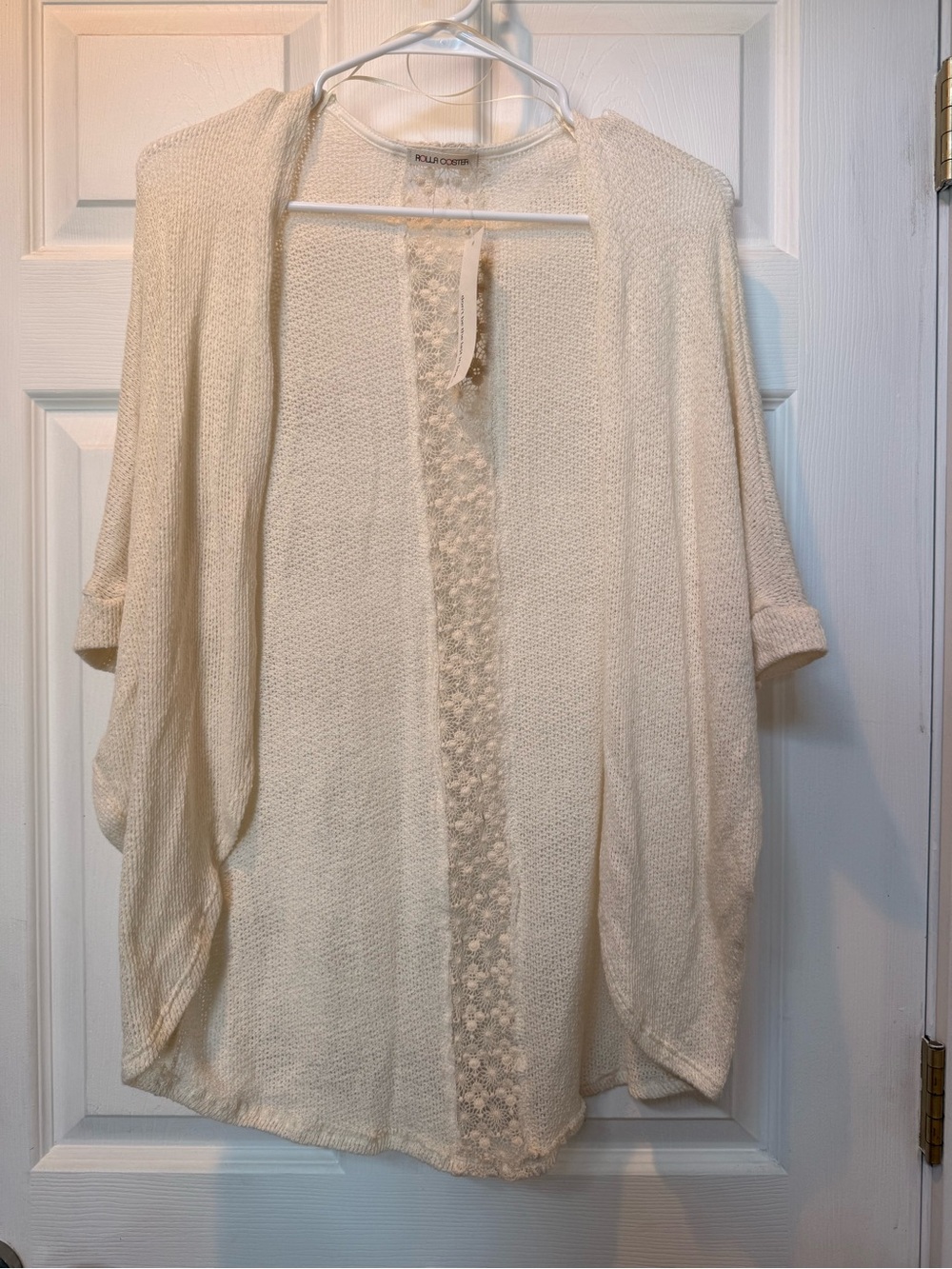 Rolla Coster Cream Open-Front Crochet-Trim Cardigan